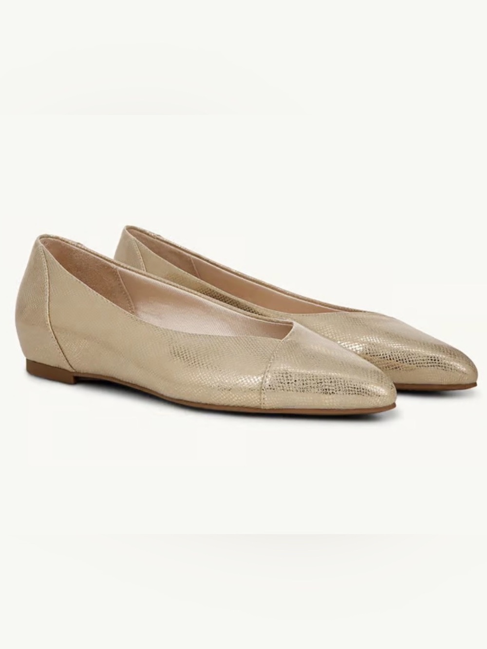 Life Stride platino gold fabric Pointed Toe Flats size 10M GUC